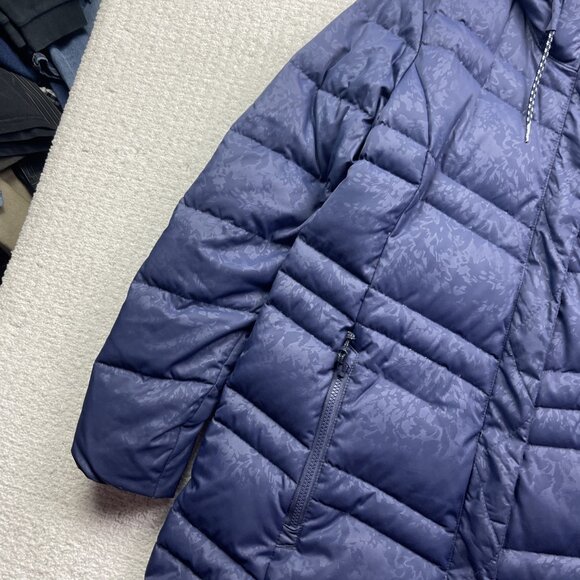 Columbia Catherine Creek Duck Down Feather Parka Jacket Wom Sz L Blue Floral AOP - Picture 3 of 14